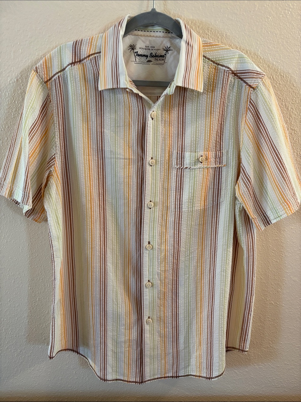 Tommy Bahama Pastel Striped Short-Sleeve Button-Down Shirt Size L